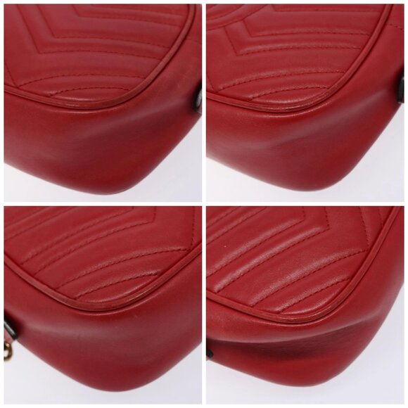 GUCCI GG Marmont Shoulder Bag Leather Red Gold 447632 Auth sw1251 - Picture 16 of 16